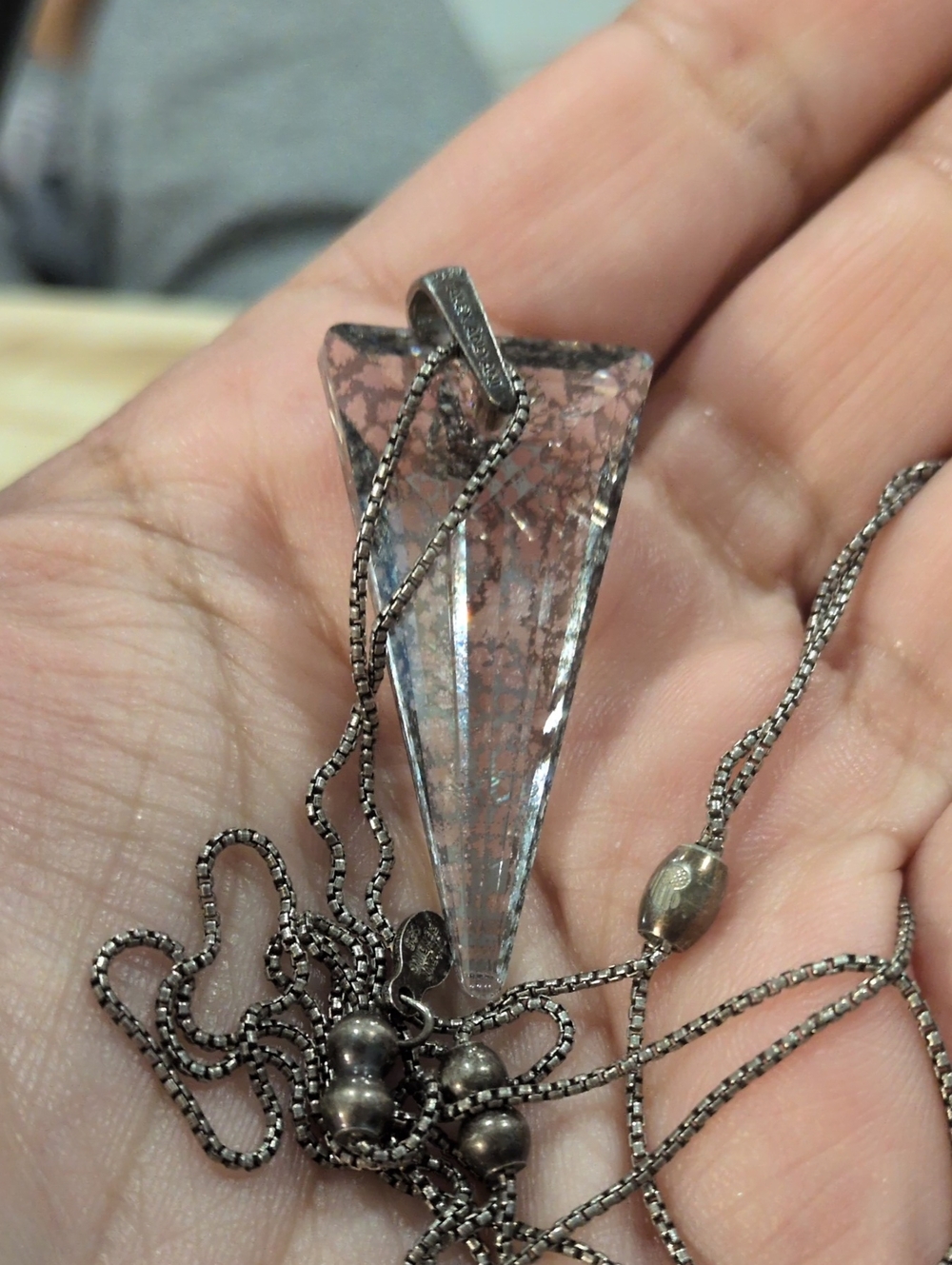 RARE & RETIREDAlex and Ani Silver-Tone Spike Pendant Necklace W Textured Crystal - Picture 6 of 6
